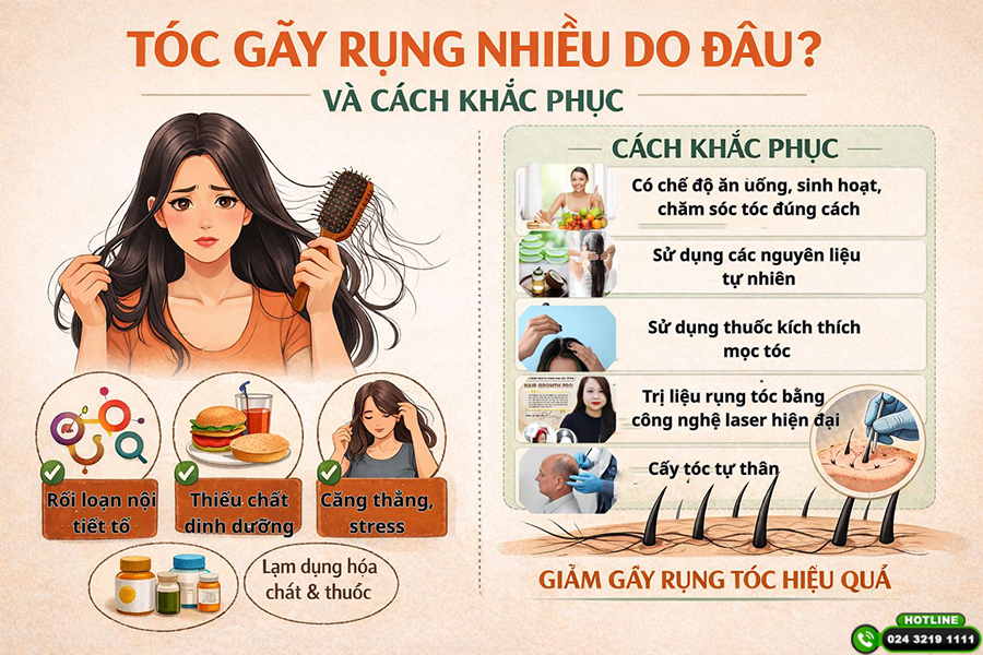 [Tìm Hiểu]: Tóc gãy rụng nhiều do đâu và cách khắc phục