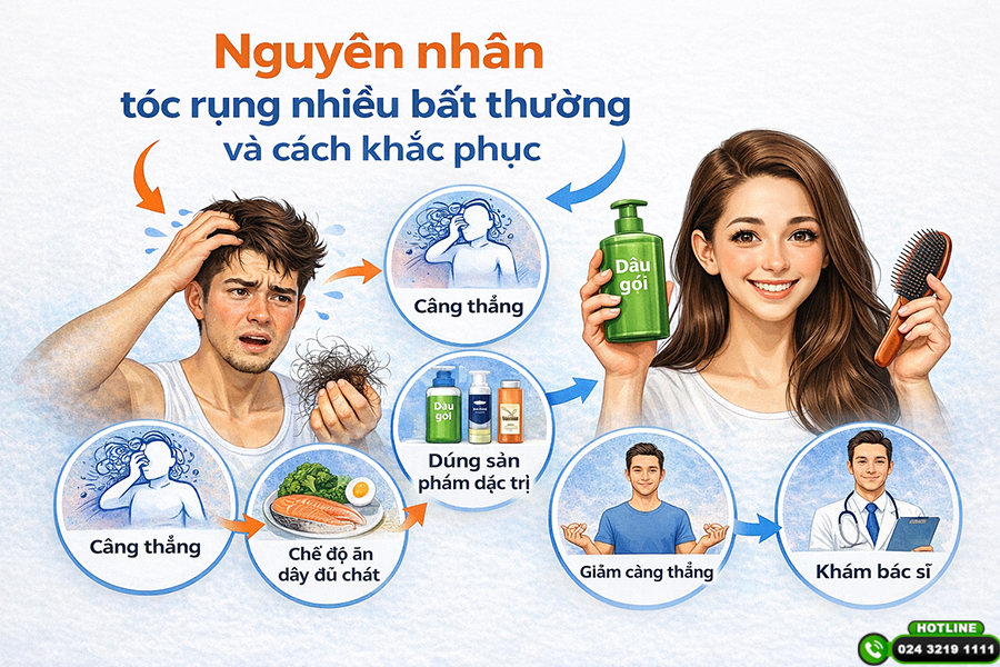 Nguyên nhân rụng tóc nhiều bất thường và cách khắc phục dứt điểm