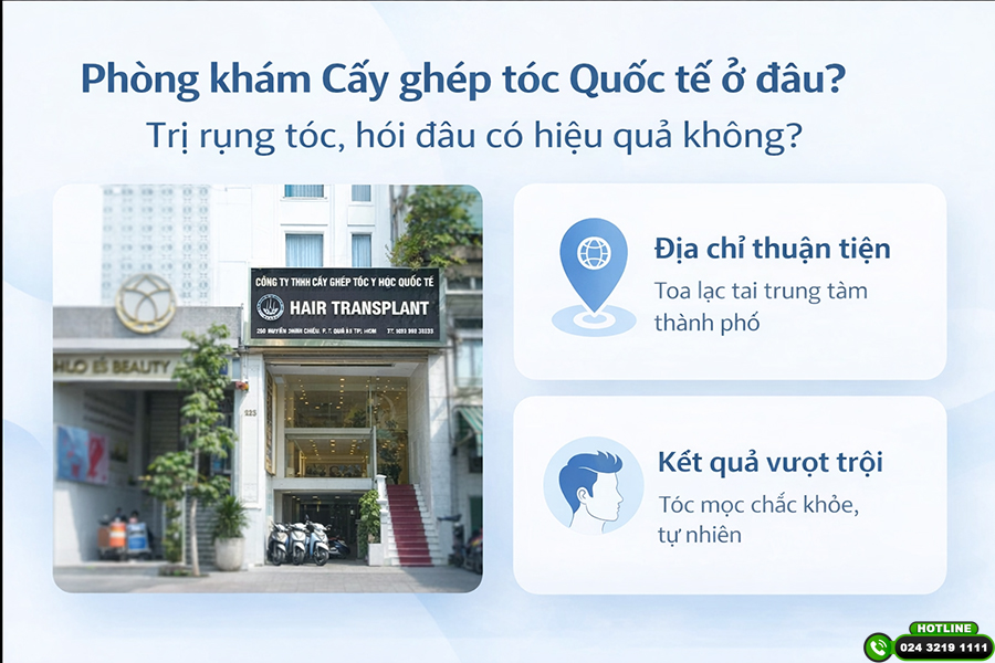 Phòng khám Cấy ghép tóc Quốc tế ở đâu? Trị rụng tóc, hói đầu có hiệu quả không?