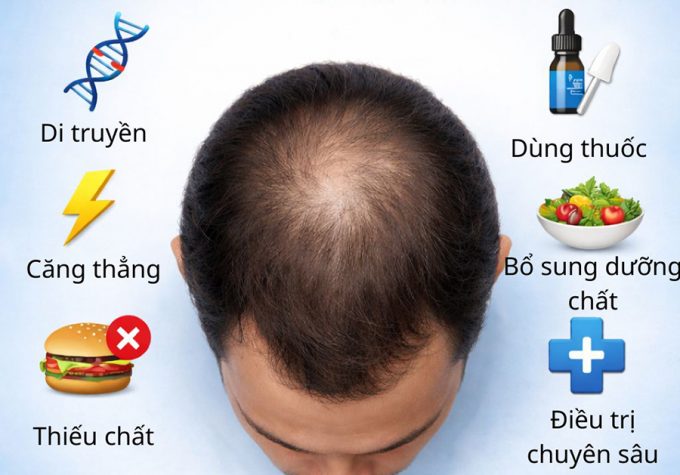 Rụng tóc trên đỉnh đầu: Giải pháp khắc phục an toàn và hiệu quả