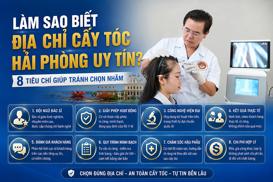 Làm sao biết địa chỉ cấy tóc Hải Phòng uy tín? 8 tiêu chí giúp tránh chọn nhầm