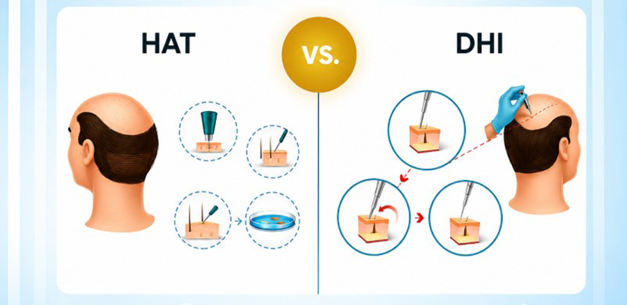 cấy tóc HAT vs Cấy tóc DHI