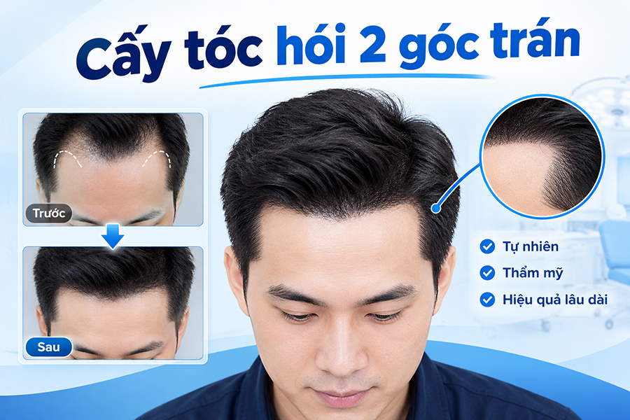 Cấy tóc hói 2 góc trán: Giải pháp lấy lại đường chân tóc đầy đặn, tự nhiên
